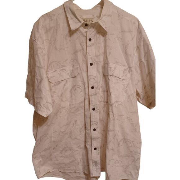 Cabela's mens White Button Down Sword Fish Shirt Pockets size XL - Picture 1 of 10